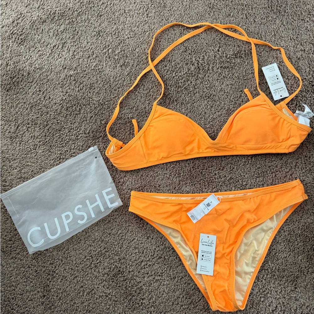NWT Cupshe Vibrant Orange Strappy Bikini
